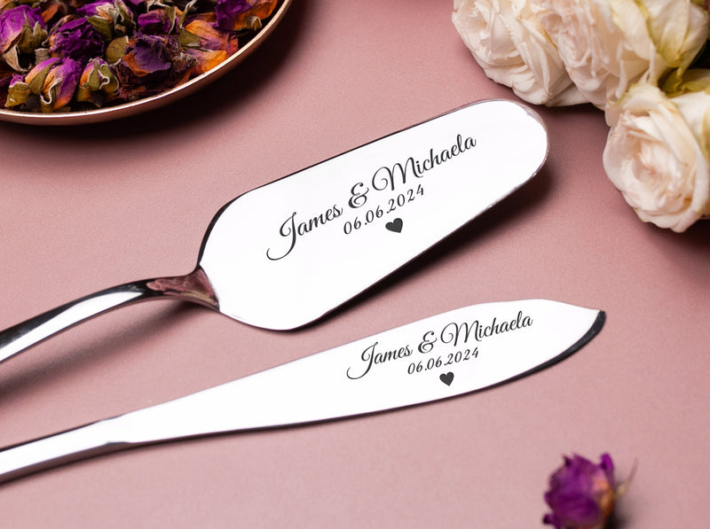 Personalized Cake Knife & Server - Wedding Cake Knife Set – WoodPresentStudio